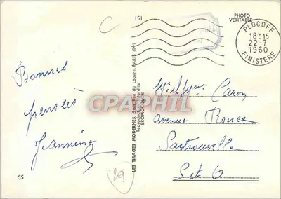 Pé de Raz — Vista geral, Estátua de Nossa Senhora dos Naufragados e Farol da Velha — Audierne, editor Les Tirages Modernes — Verso