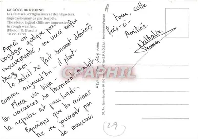 Pointe du Raz — O Farol da Velha — Editor Jean-Jaurès, n° 1203 — Verso