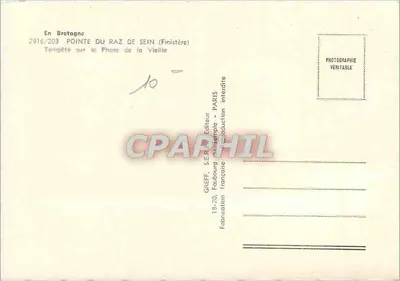 Ponta do Raz de Sein — Tempestade no Farol da Velha — Greff, S.E.P. Paris — Verso