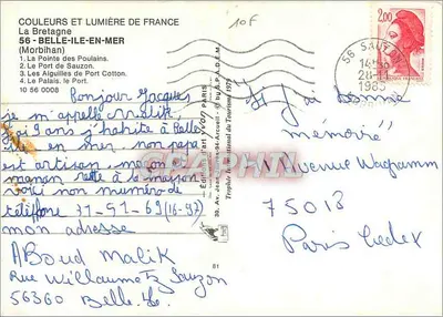 Belle-Île-en-Mer — Lembrete — Edições do Turismo de Belle-Île-en-Mer, n° 56 — Verso