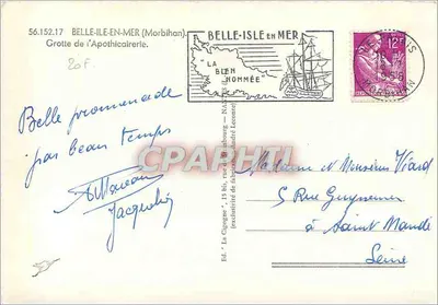 Gruta do Apotecário — Belle-Île-en-Mer — Éd. 'La Cigogne' — Verso