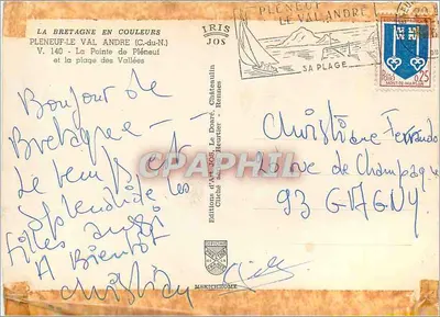Pléneuf-Val André — La Punta de Pléneuf y la playa de las Vallées — Ediciones de Arte JOS — Reverso