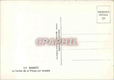 Skalista Wierzchowina w Biarritz — burza — Les Éditions d'Art A. Herrousse, nr 117 — Rewers