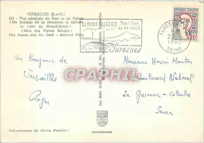 Versalles — Vista general del Parque y del Palacio — editor Lemont-Alérien — Reverso