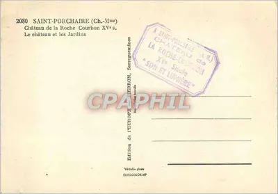 Castelo de La Roche-Courbon — Século XV — Edição da Europa, série 2080 — Verso