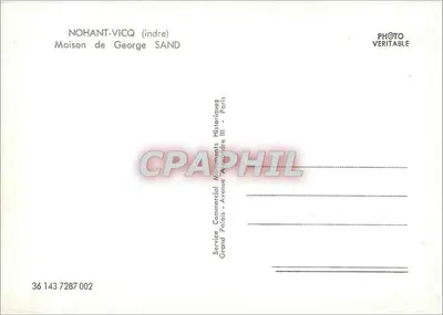 Nohant-Vicq (Indre) — Dom George Sand — Service Commercial Monuments Historiques, Paryż — Rewers