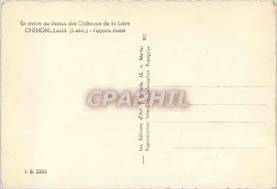 Chenonceaux — Widok z powietrza — Les Éditions d'Art, Paryż — Rewers