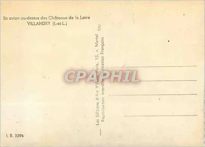 Castelo de Villandry — vista aérea — Éditions d'Art Yvon, n° 7102 — Verso