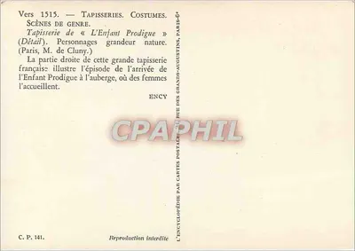 O Filho Pródigo — episódio da chegada à taverna — detalhe da tapeçaria — Paris, M. de Cluny — Verso