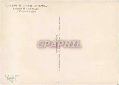 Kaplica Królewska — Zamek w Versailles — Wydawnictwo Draeger — Rewers
