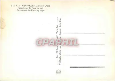 Versailles (Seine-et-Oise) — Façada na parku w nocy — Wydawnictwo fotograficzne A.P. Versailles — Rewers