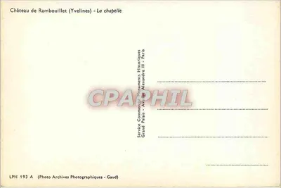 Capela do Castelo de Rambouillet — Yvelines — Service Commercial Monuments Historiques — Verso