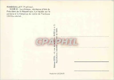 Castello di Rambouillet — residenza estiva del Presidente della Repubblica — Editore Estel — Verso