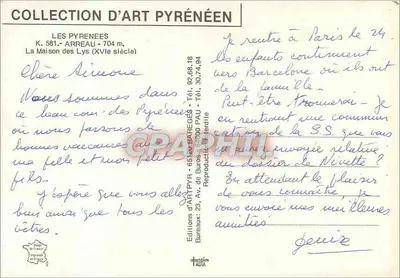 Dom Lysów — Arreau — Éditions d'ART PYRÉNÉEN — Rewers