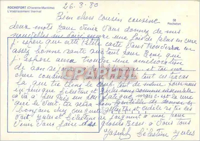 Termy w Rochefort — zakład termalny — wydawca IRIS, nr serii 58 — Rewers