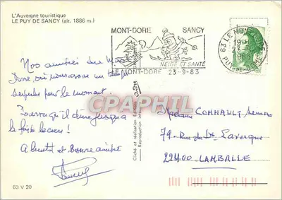 Le Puy de Sancy — turystyczna Auvergne — wydawca L'Auvergne touristique, n° 63 V 20 — Rewers