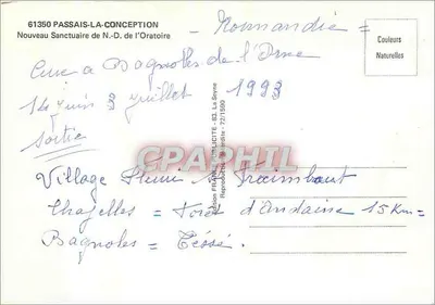 Nuovo Santuario di N.-D. dell'Oratorio — Passais-la-Conception — Edizione France Publicité — Verso