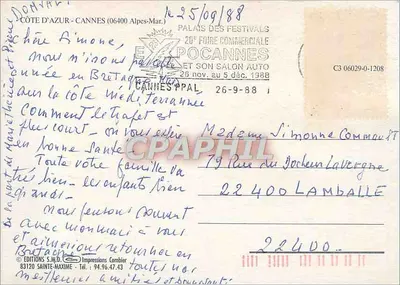 Cannes — Pałac Festiwalu i Kina — Wydawnictwo S.M.D. Impressions Combier — Rewers