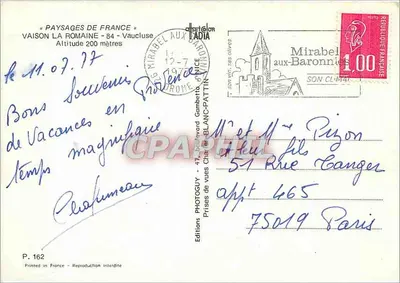 Vaison la Romaine — Ausgrabungen der Villasse — Photoguy Editions — Rückseite