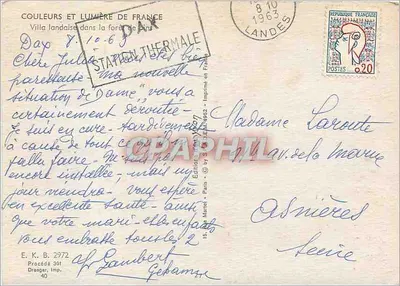 Villa landaise na floresta de pinheiros — Estação termal — Editor S. Martel, Paris, n° 2972 — Verso