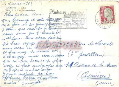 Nowoczesna pocztówka Amboise (I i L) widok panoramiczny — Rewers