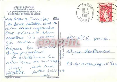 Uzerche (Corrèze) — La Perle du Limousin na wzniesieniu nad Vézère — IRIS — Rewers