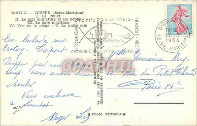 Dieppe — vista panoramica e monumenti — Edizioni del Cours de la Mer — Verso