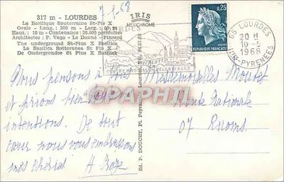 A Basílica Subterrânea — Lourdes — Ed. P. Doucet, Pl. Peyramond, 317 m — Verso