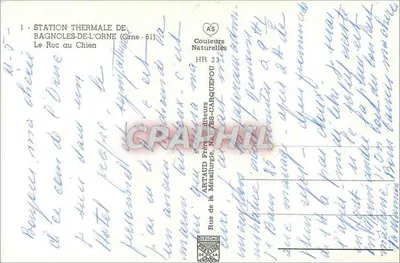 Estação termal de Bagnoles-de-l'Orne — O Roc au Chien — editor Artaud Frères — Verso