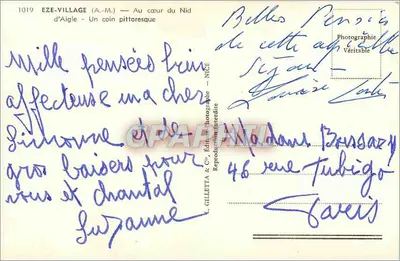 Eze-Village (A.-M.) — No coração do Nid d'Aigle — Um canto pitoresco — L. Gilletta & Cie — Verso