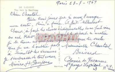 Lisieux — Vue vers la Basilique — C.A.P. n° 707 — Verso