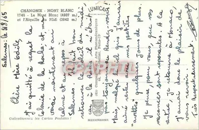 Chamonix - Mont Blanc e l'Aiguille du Midi — Compagnie des Arts Photogéniques, Paris — Verso