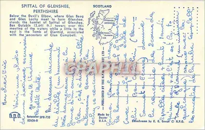 Spittal of Glenshee — Perthshire, Szkocja — Wydane przez N.P.O. — nr SPR-735 — Rewers