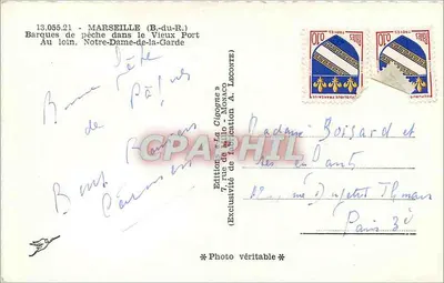 Marseille — łodzie rybackie na Starym Port — La Cigogne — Rewers