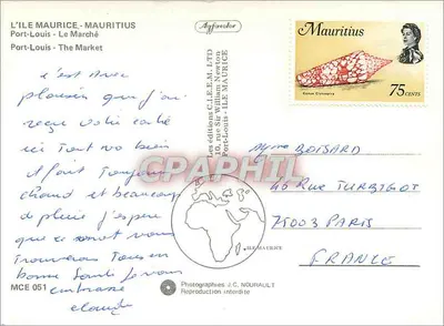 Mercado de Port-Louis — Maurício — Edições C.I.E.M. LTD — Verso