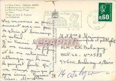 Frejus — vista panorâmica com igreja e porto — Edições MAB — Verso