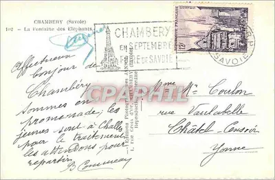 Chambery (Savoie) — Fontäne der Elefanten — Editions Photographiques Lansol — Rückseite