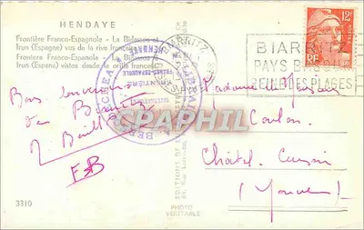 Widok granicy francusko- Hiszpańskiej w Hendaye — Estel — Wydawnictwo 'La Photo Véritable' — Rewers