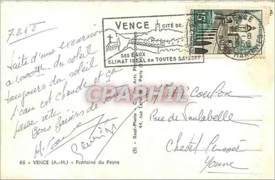 Fontaine du Peyra — Vence — Sociedade dos Artes Fotográficas — Verso