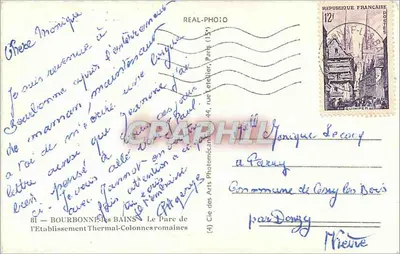 Bourbonnais-Bains — O Parque das Colunas Romanas — Cap — Verso