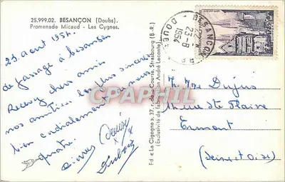 Os Cisnes — Promenade Micaud — Besançon (Doubs) — Verso