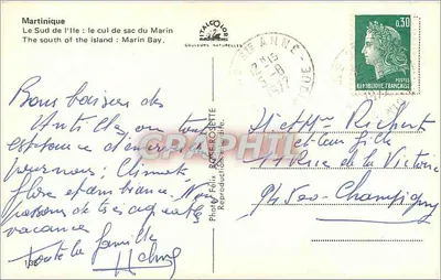 Martinique — Południe wyspy: kąt Marin — Wydawca Talcolory — Rewers