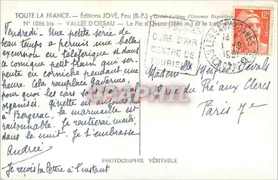 Pic d'Ossau — O trem de ar e o teleférico — Edições JOVÉ, Pau (B.P.) — Verso