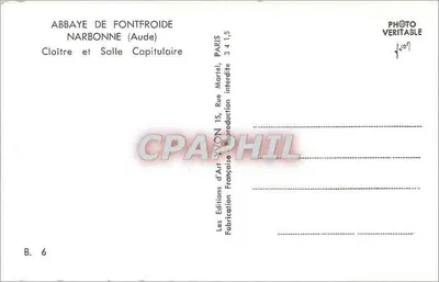 Abbazia di Fontfroide — Cloître e Sala Capitulaire — Edizioni d'Arte Yvon, Parigi — Verso