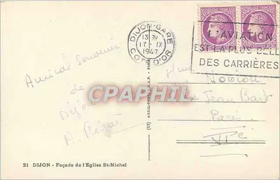 Dijon - Façade katedry św. Michała — wydawca C.A.P. nr 21 — Rewers