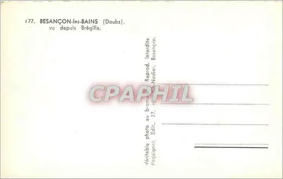 Besançon-les-Bains — widok z Brégille — wydawca Péquignot, n°177 — Rewers