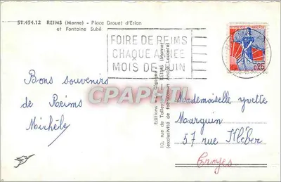 Place Drouet d'Erlan — Fontaine Subé — Éditions La Cigogne — Verso