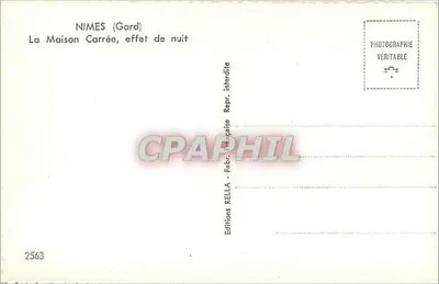 Nîmes (Gard) — A Maison Carrée, efeito noturno — Editions Rella, n° 2563 — Verso