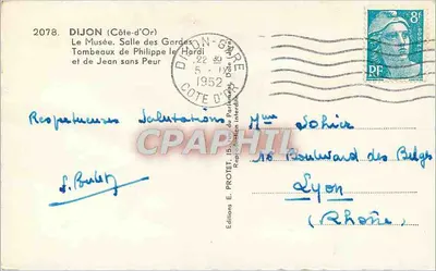 Dijon (Côte-d'Or) — Muzeum. Sala Strażników. Groby Filipa Mocnego i Jana Bezstrachu — Wydawnictwo E. PROTET — Rewers