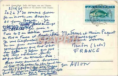 Cuzco, Peru — Indianin z dzielnicy z jego lhamami — wydawca SWISS FOTO, nr C-1412 — Rewers